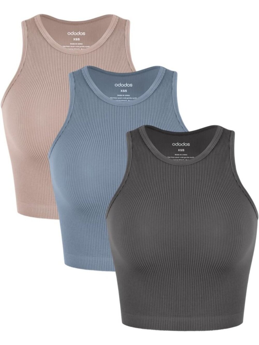 Seamless Ribbed Crop Tank Tops for Women - Soft High Neck 3-Pack Set